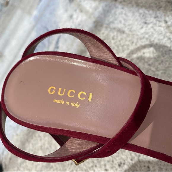 Gucci Leila Platform Suede Sandal Burgundy - Picture 9 of 16